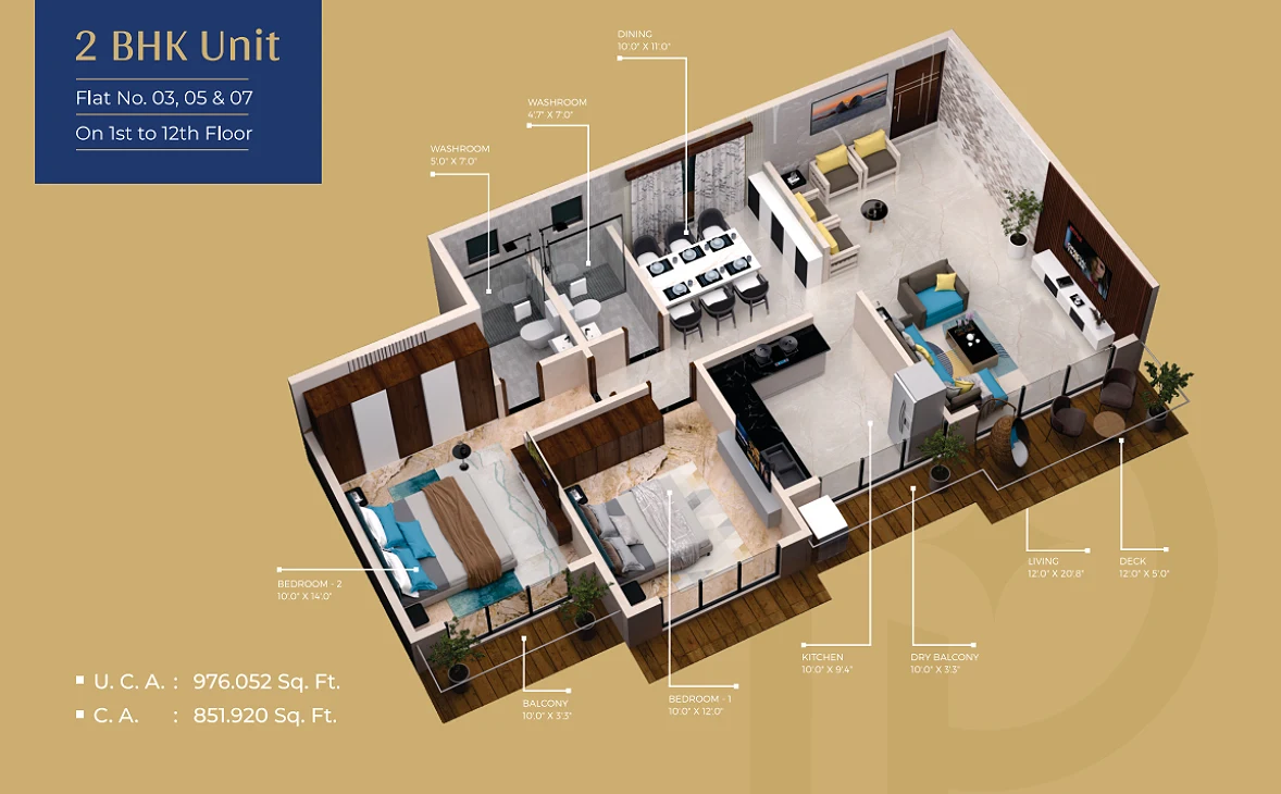 2bhk flat 3,5&7